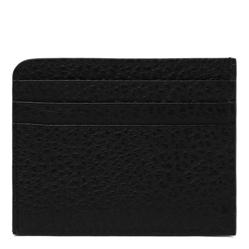 Maison Margiela Black Four-Stitch Grained Leather Card Holder.