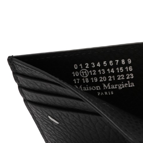 Maison Margiela Black Four-Stitch Grained Leather Card Holder.