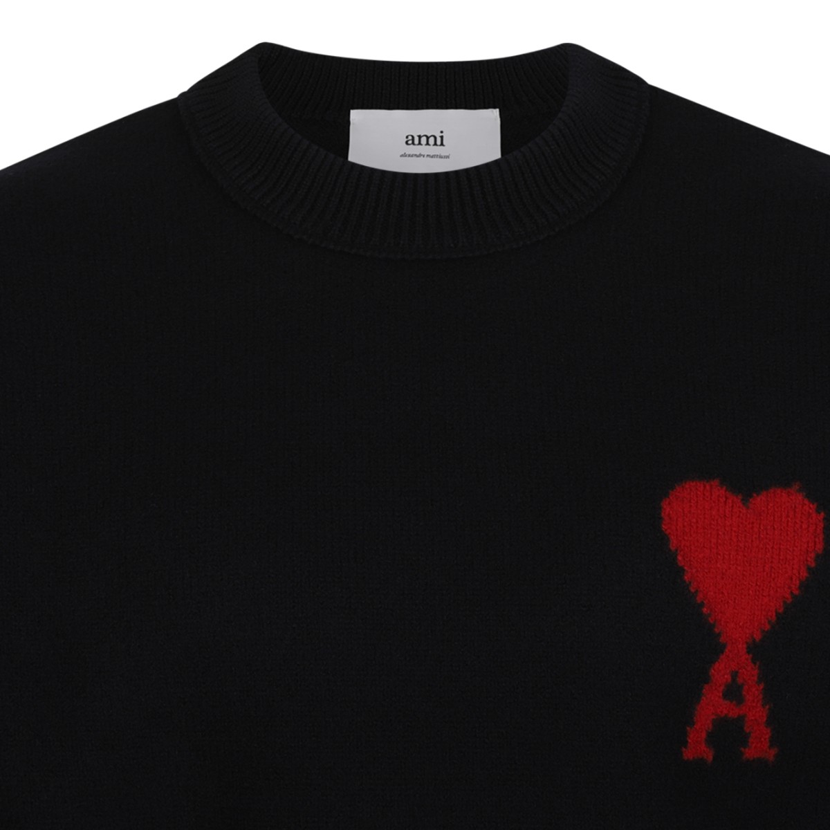 AMI Paris Black Ami de Cur Oversized Knit Sweater.