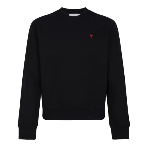 AMI Paris Black Ami de Cur Cotton Sweatshirt.