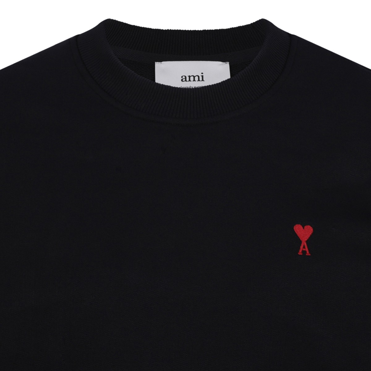 AMI Paris Black Ami de Cur Cotton Sweatshirt.