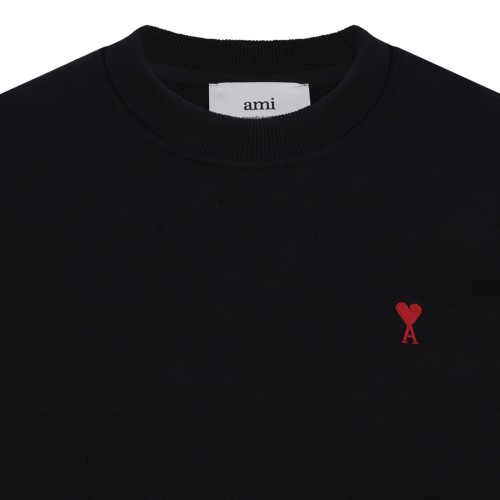 AMI Paris Black Ami de Cur Cotton Sweatshirt.