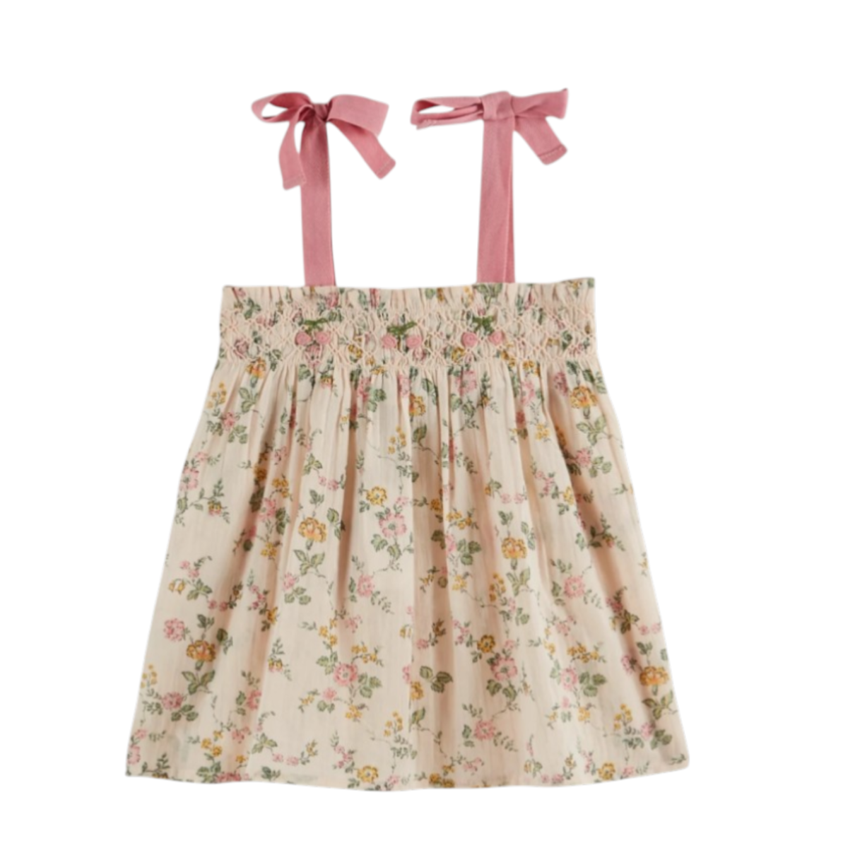 Top smocked embroidered rose bush