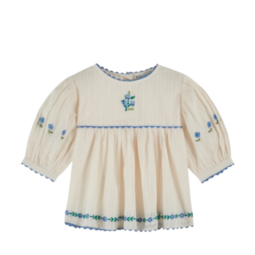Blouse embroidered cream bouquet