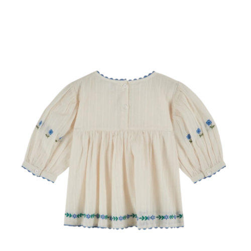 Blouse embroidered cream bouquet