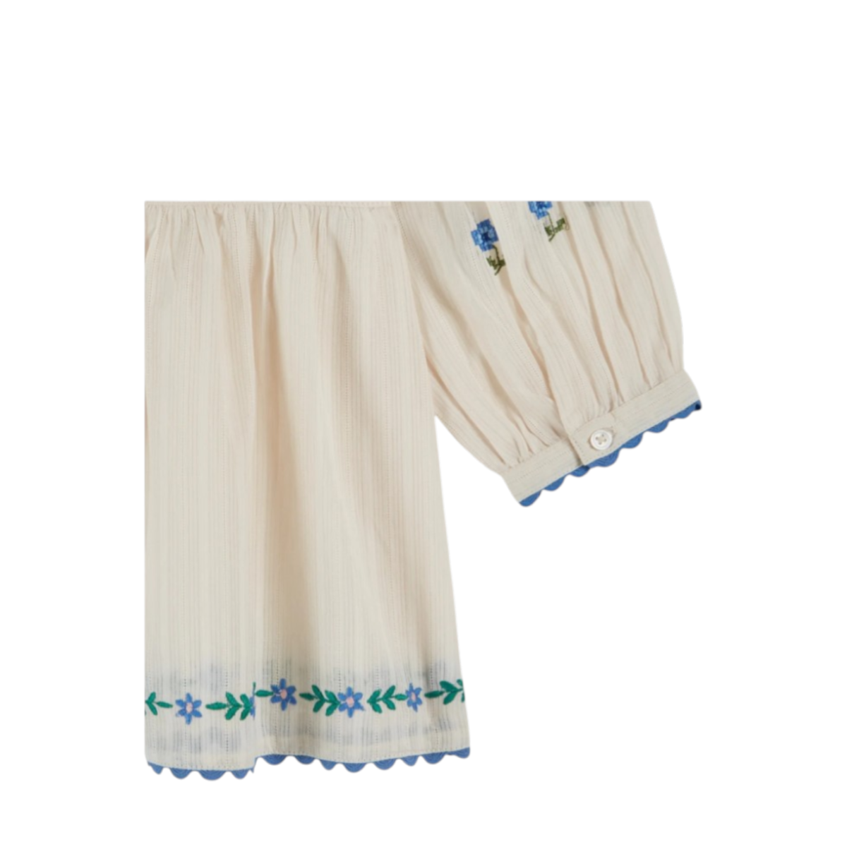 Blouse embroidered cream bouquet