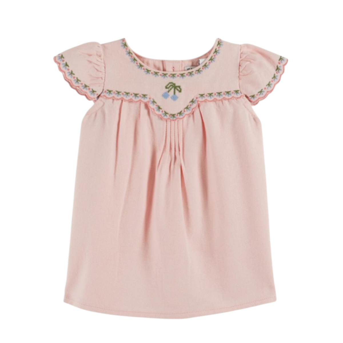 Baby dress embroidered pink cherries