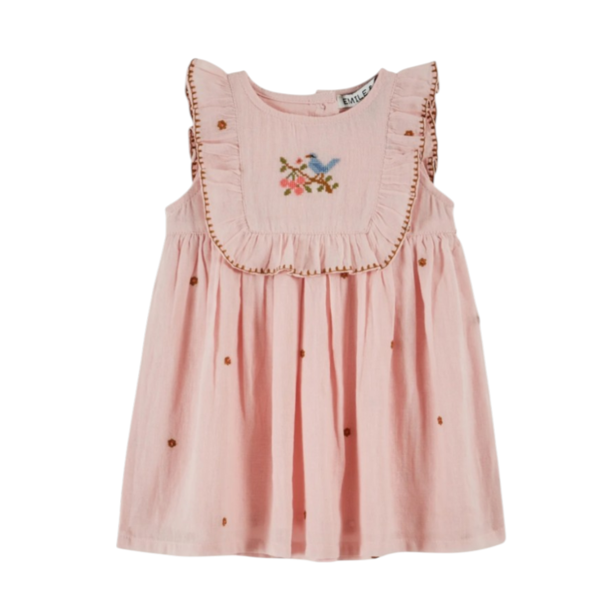 Baby dress embroidered pink flowers