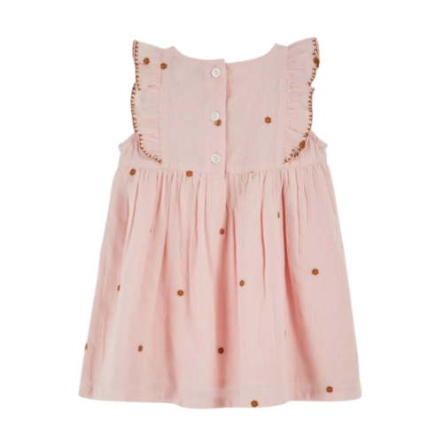 Baby dress embroidered pink flowers