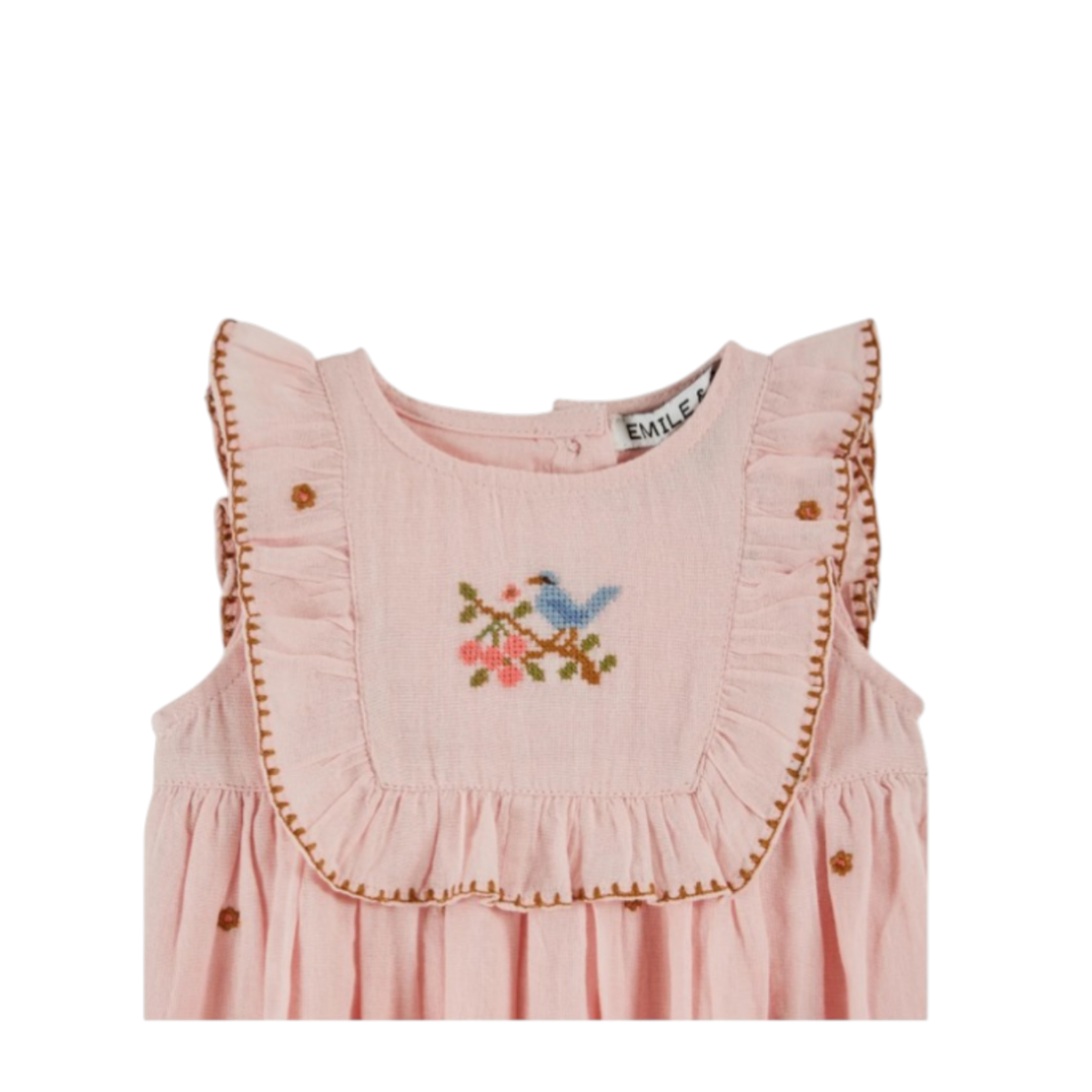 Baby dress embroidered pink flowers