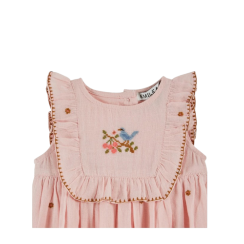 Baby dress embroidered pink flowers