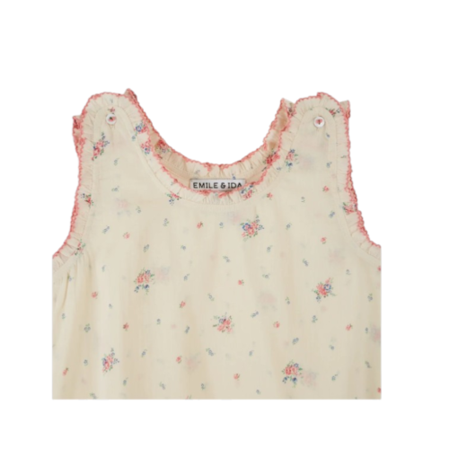 Top ecru floral cotton voile