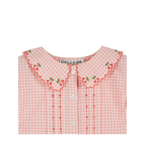 Blouse embroidered pink gingham