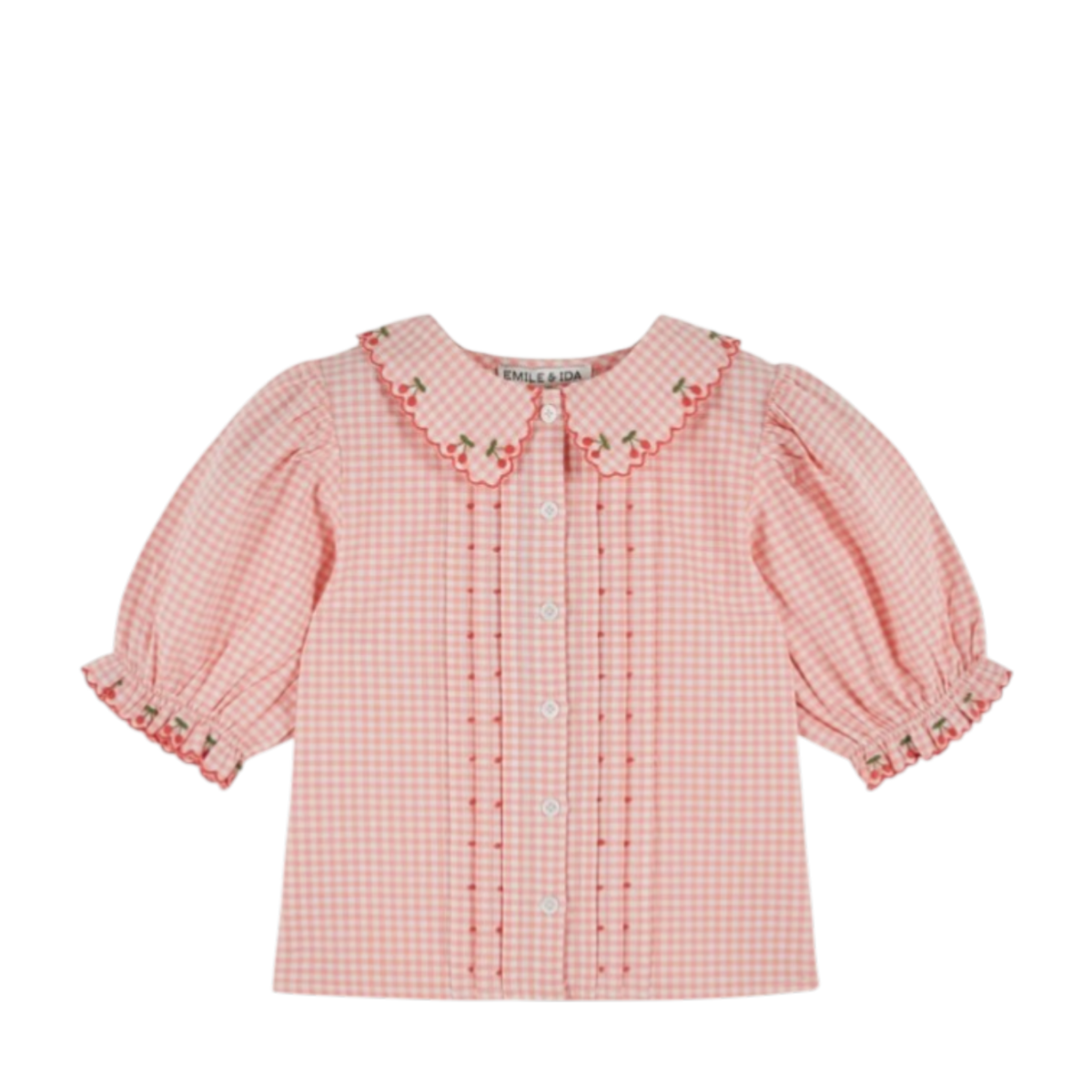 Blouse embroidered pink gingham