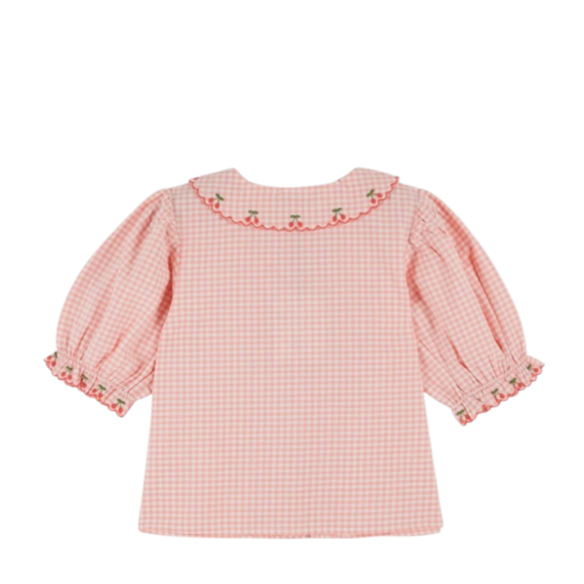 Blouse embroidered pink gingham
