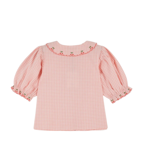 Blouse embroidered pink gingham