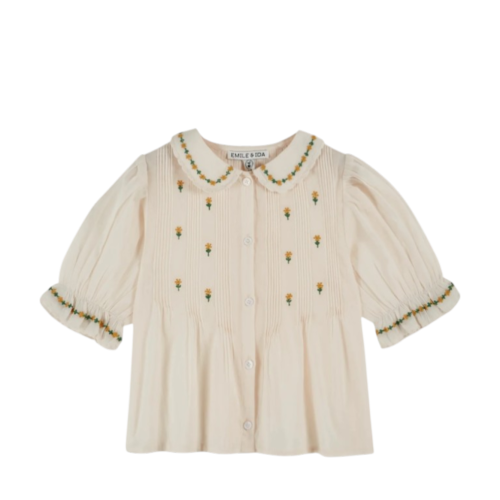 Blouse cream embroidered cotton