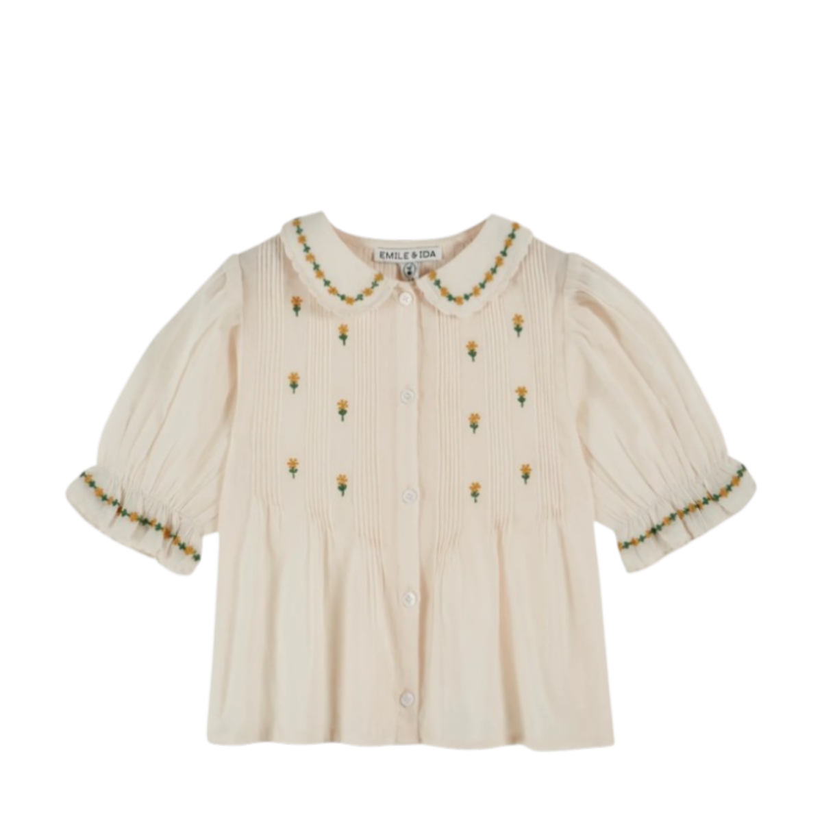 Blouse cream embroidered cotton