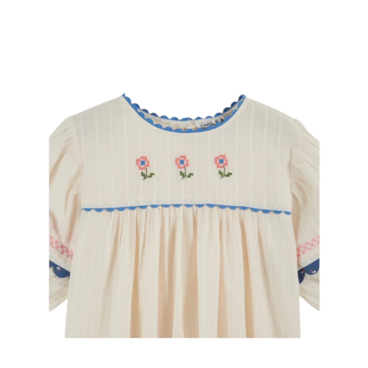 Blouse embroidered cream flowers