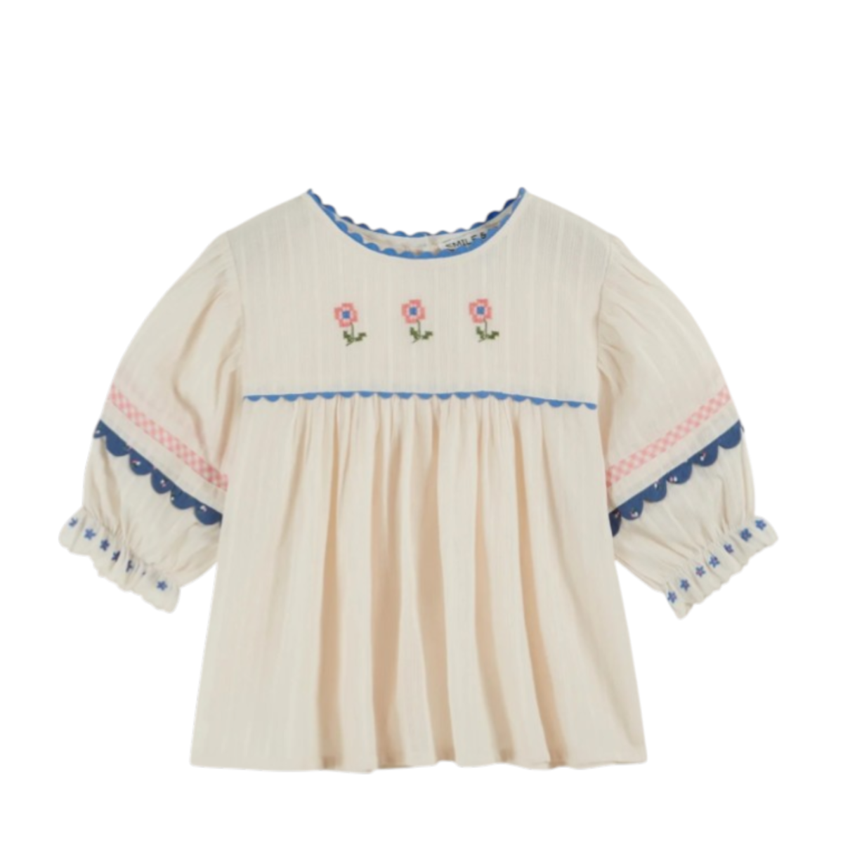 Blouse embroidered cream flowers