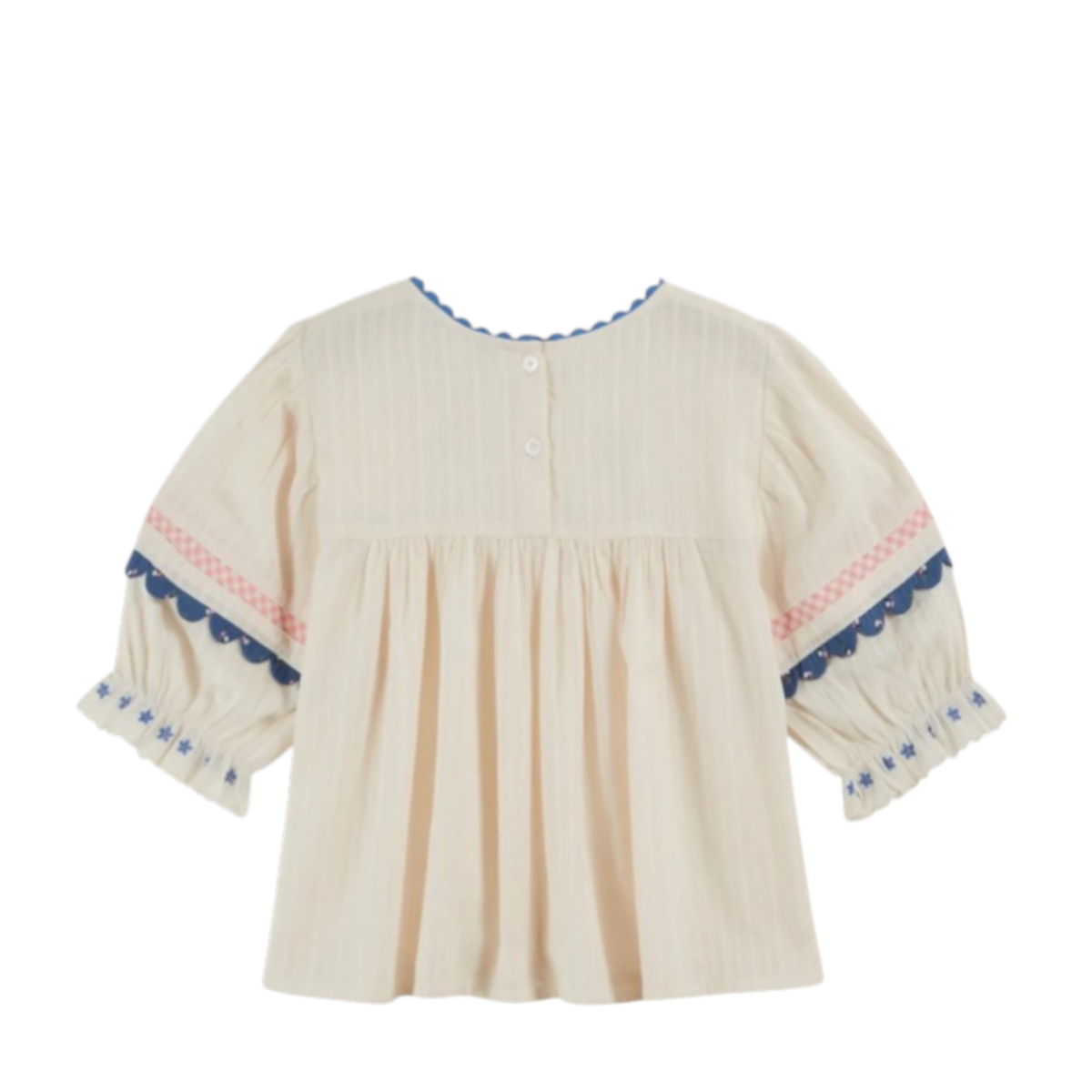 Blouse embroidered cream flowers