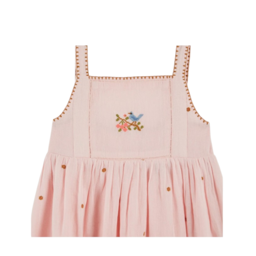 Dress embroidered pink flowers 2
