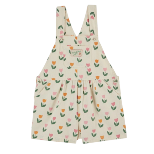 Overalls cream tulips