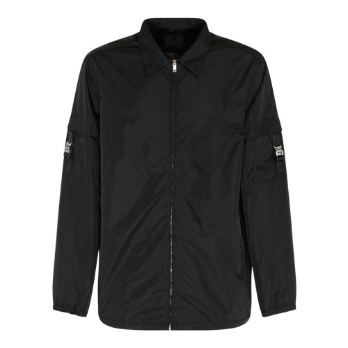 Black Nylon Logo Clip Jacket