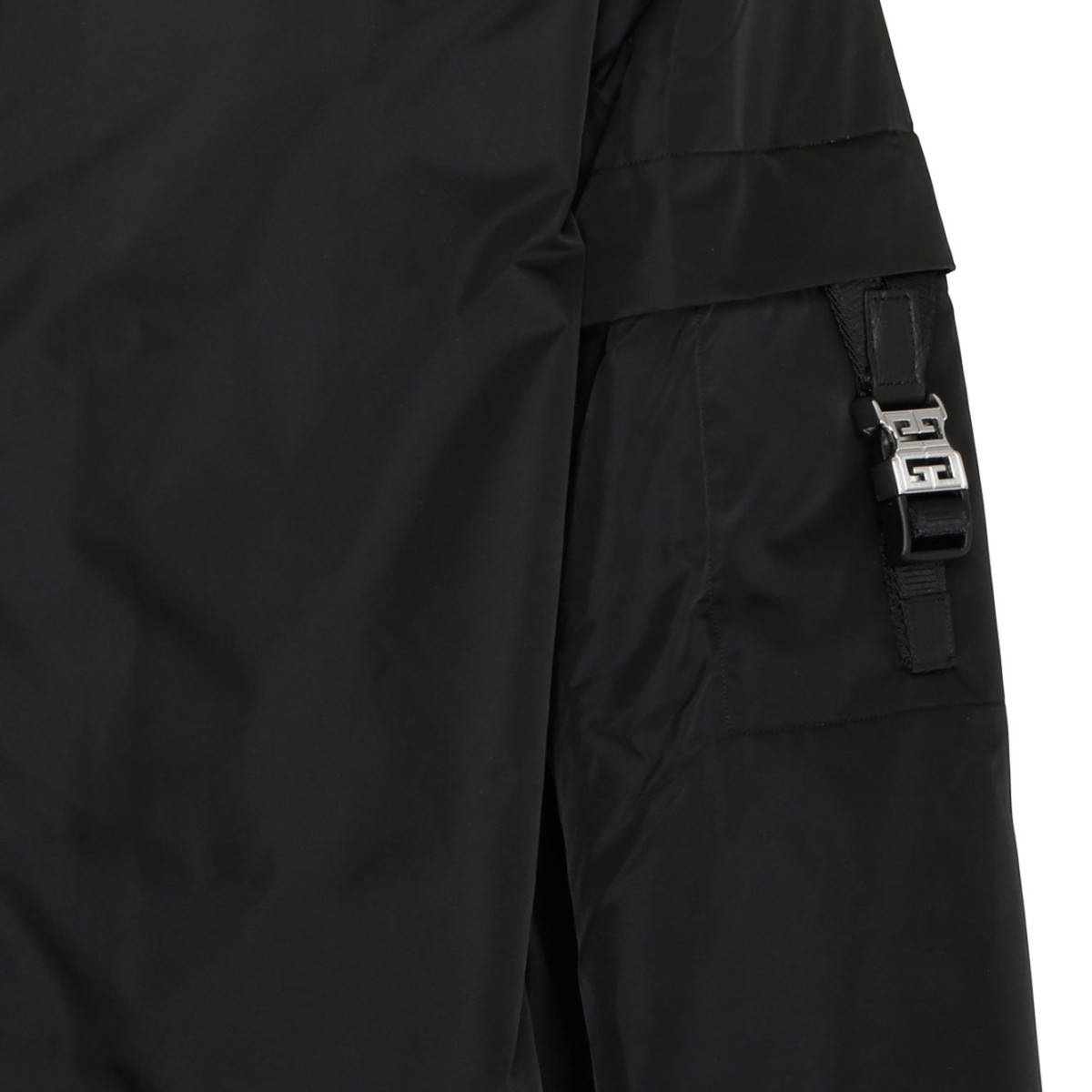 Black Nylon Logo Clip Jacket