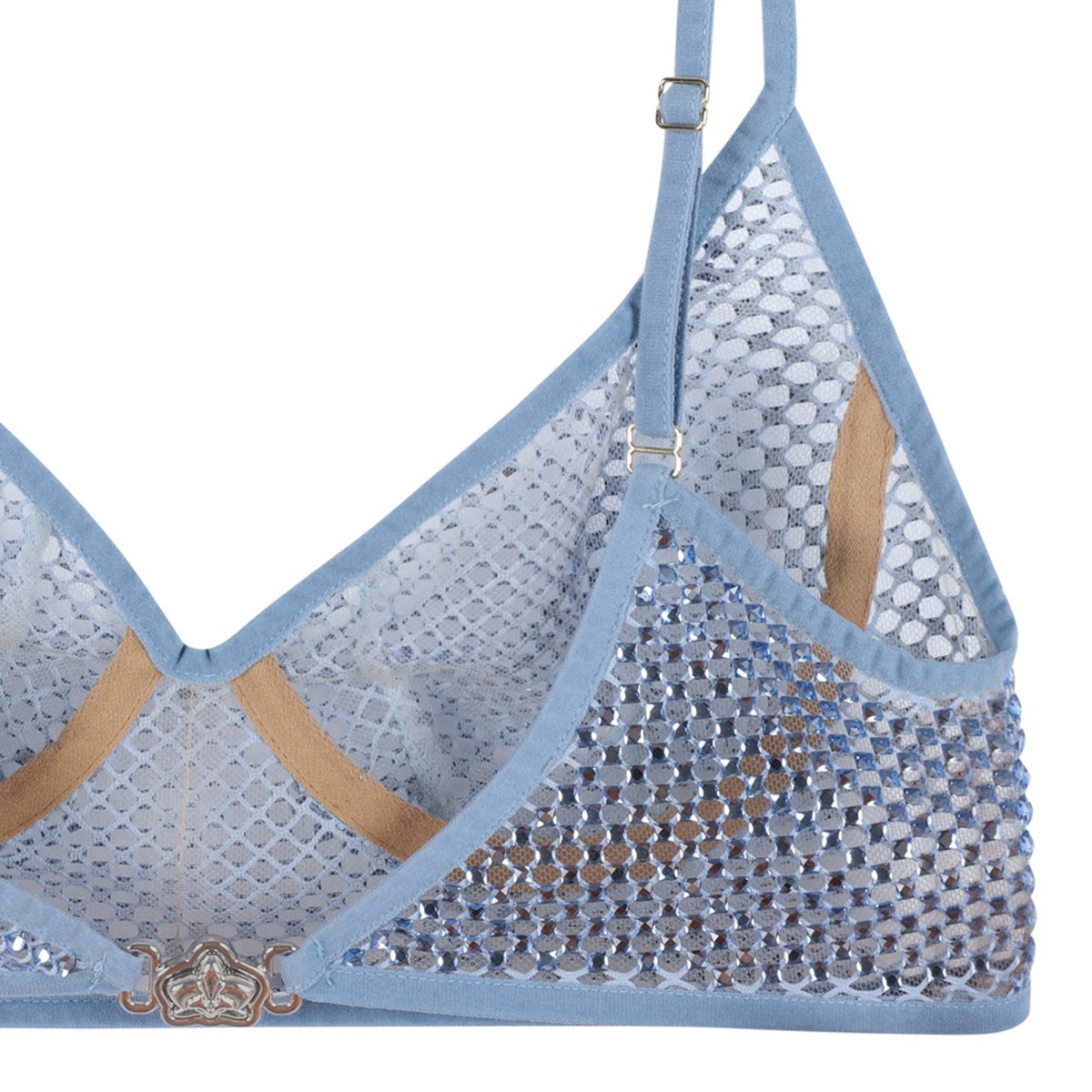Blue Shadow Embellished Bralette Top