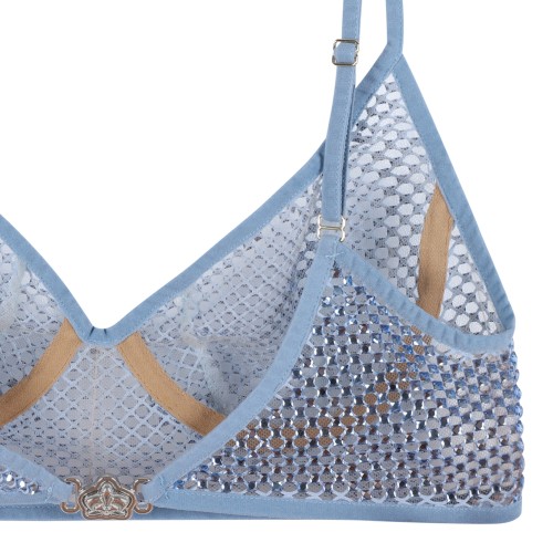 Blue Shadow Embellished Bralette Top