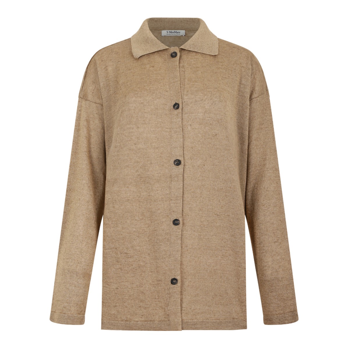 Max Mara Beige Knit Button-Up Jacket.