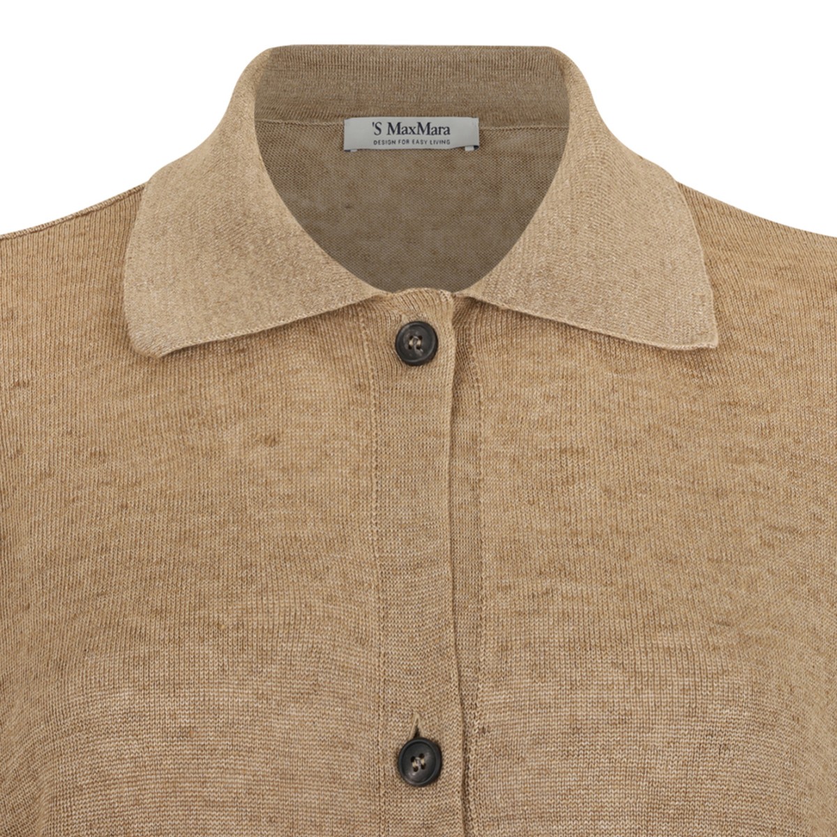 Max Mara Beige Knit Button-Up Jacket.