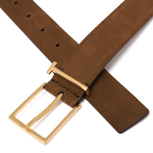 Tom Ford Brown Reversible Leather Belt with Gold Buckle. 2