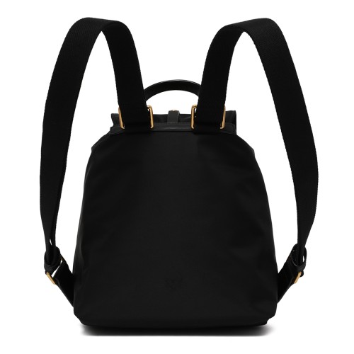 Pinko Black Leather Backpack with Gold Hardware.