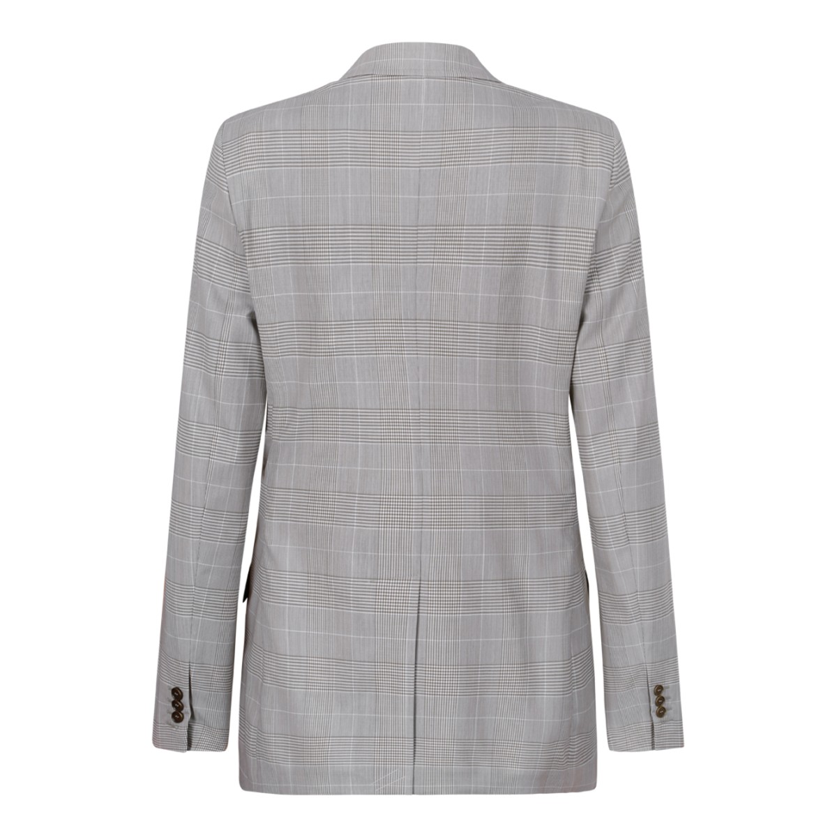 Burberry Grey Check Double-Breasted Tailored Blazer.
