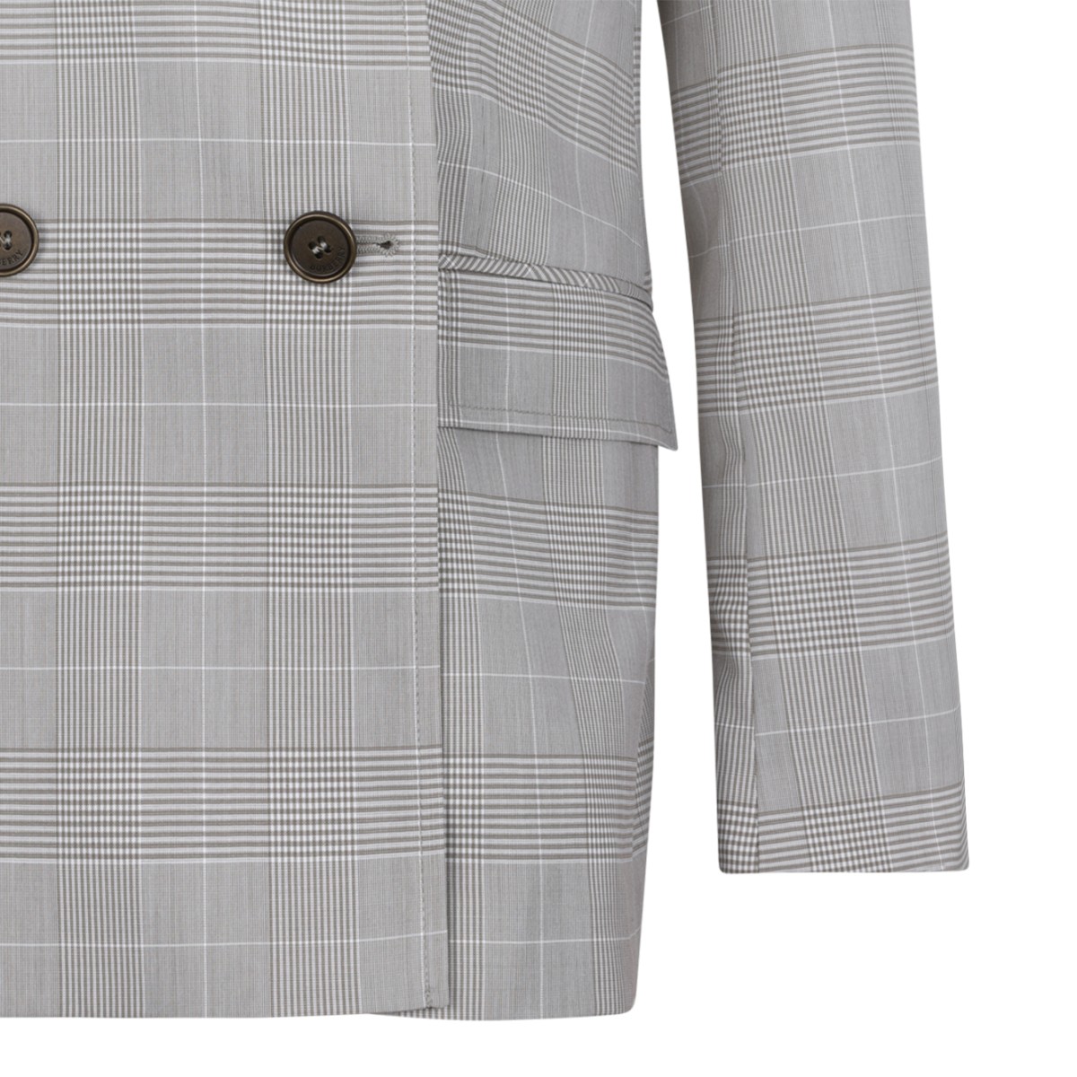 Burberry Grey Check Double-Breasted Tailored Blazer.