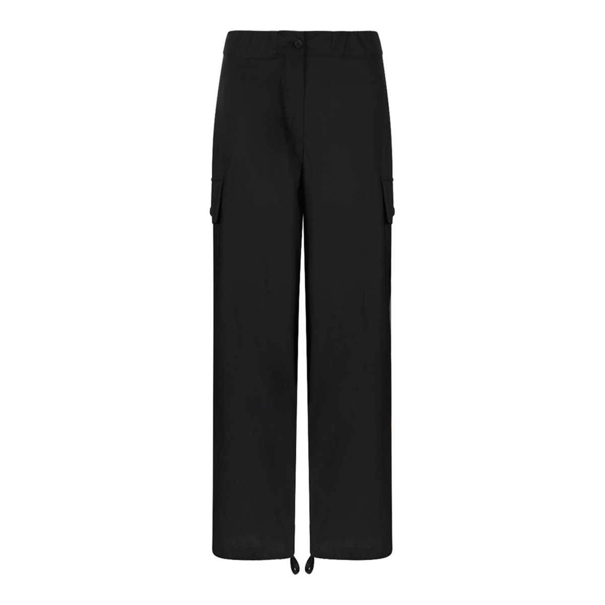 Douuod Black Wide-Leg Cargo Trousers.