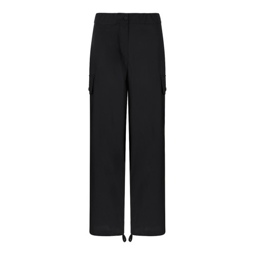 Douuod Black Wide-Leg Cargo Trousers.