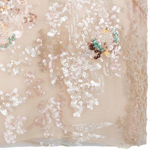 Hui Milano Ivory Embroidered Sequin High-Neck Top.