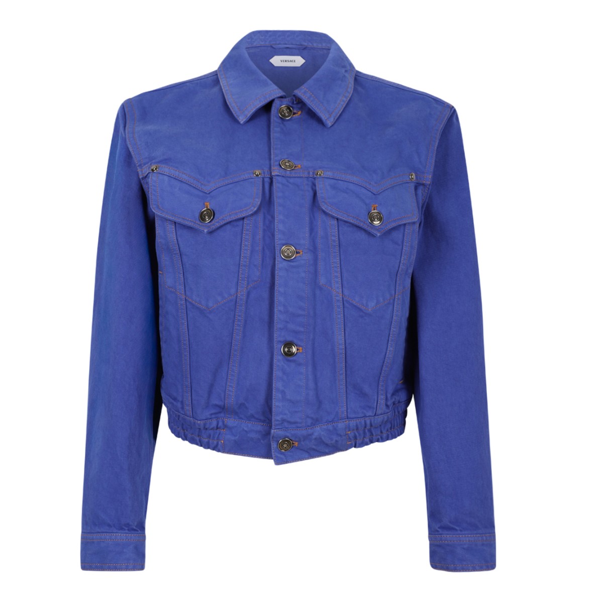 Versace Blue Cropped Denim Jacket.