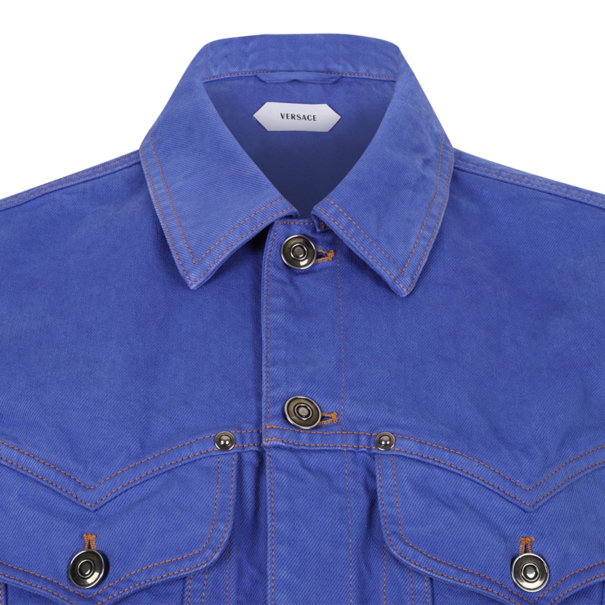 Versace Blue Cropped Denim Jacket.
