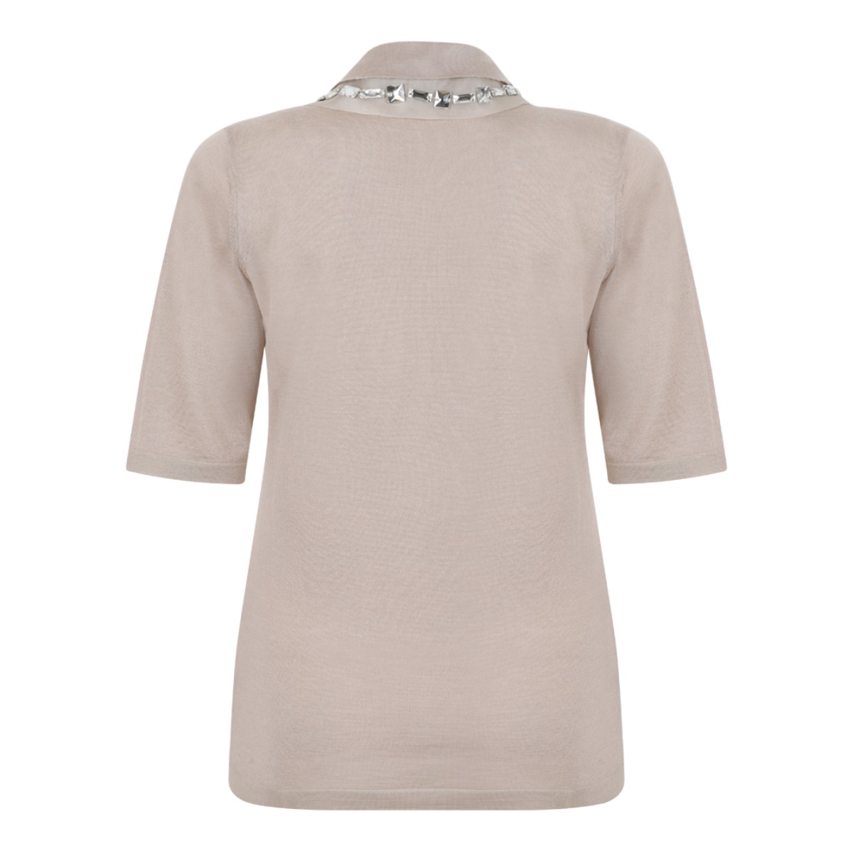 Fabiana Filippi Beige Embellished Collar Polo Top. 
