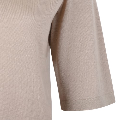 Fabiana Filippi Beige Embellished Collar Polo Top. 