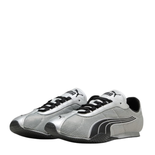 Puma Silver and Black Low-Profile Sneakers. 2
