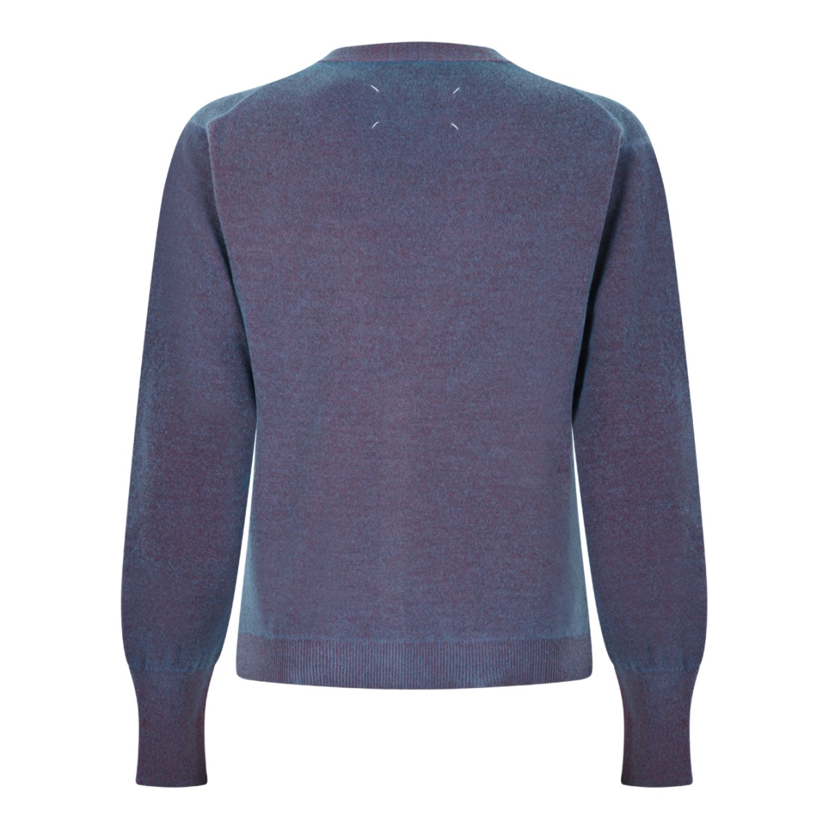 Maison Margiela Blue Contrast-Trim Knit Cardigan.