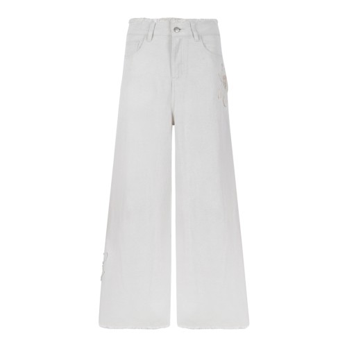 Hui Milano White Wide-Leg Tailored Trousers.