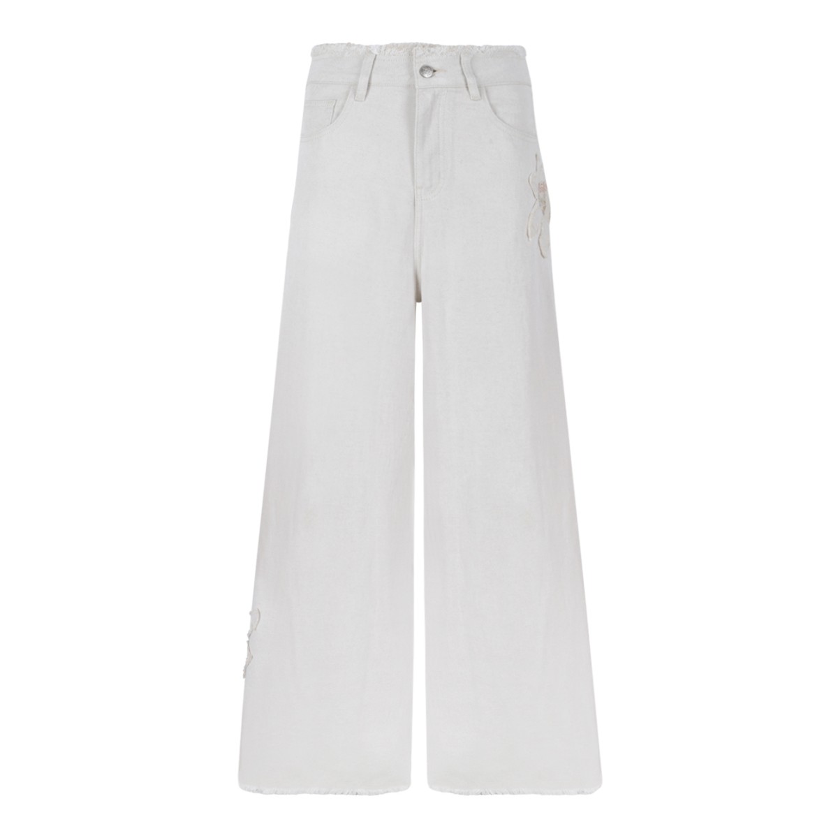 Hui Milano White Wide-Leg Tailored Trousers.