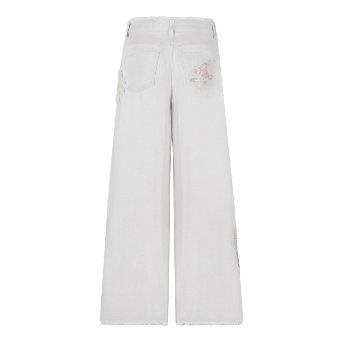 Hui Milano White Wide-Leg Tailored Trousers.