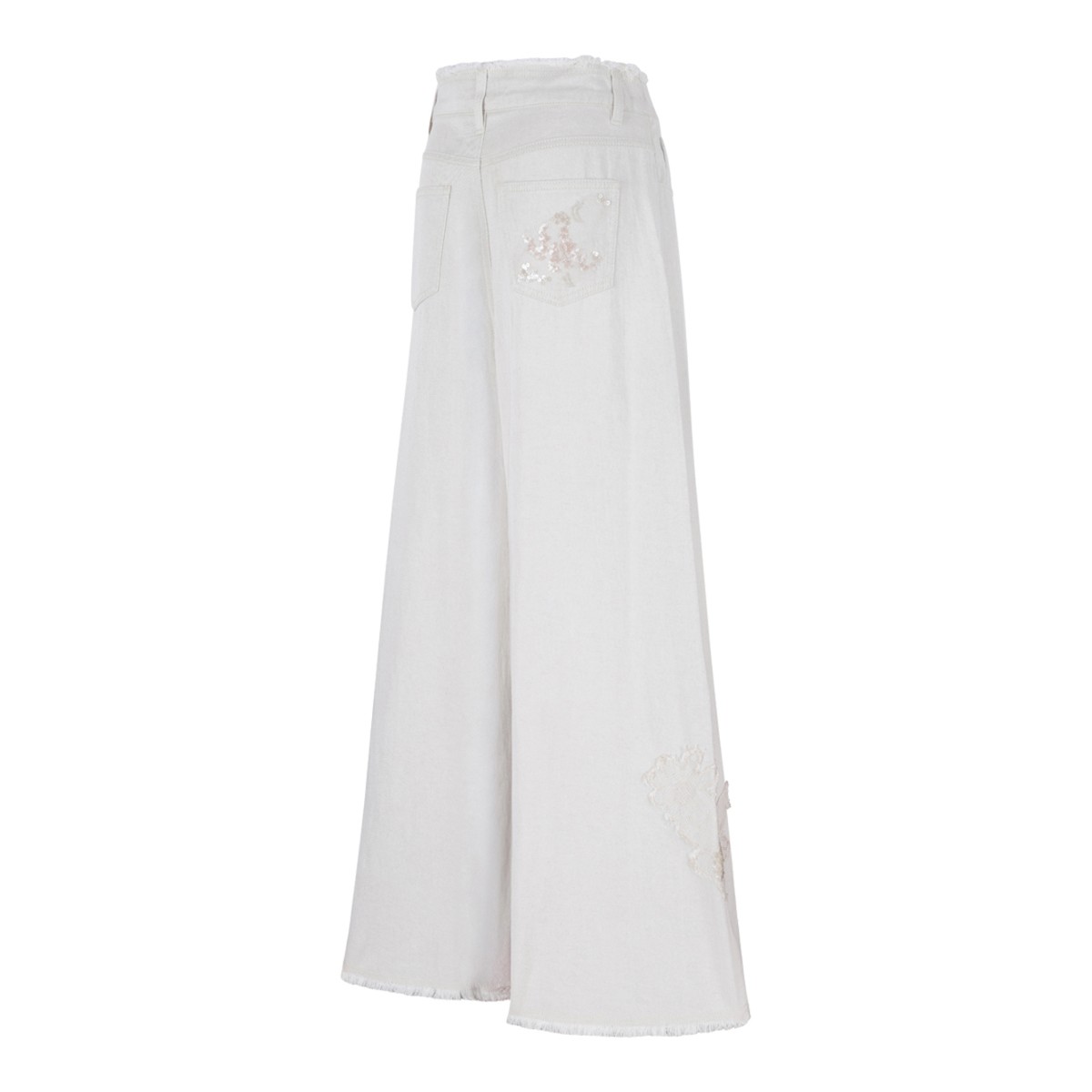 Hui Milano White Wide-Leg Tailored Trousers.